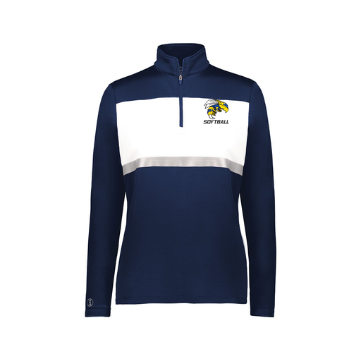 [222791.301.XS-LOGO1] Ladies Bold 1/4 Zip Pullover (Female Adult XS, Navy, Logo 1)