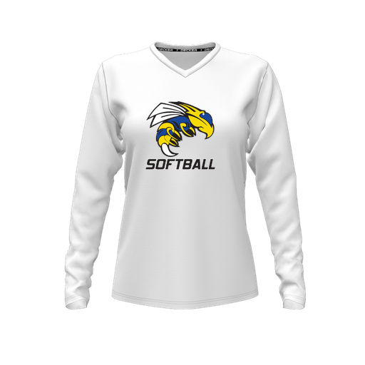 [FTLVCFWH-FYXS-LOGO1] Comfort T-Shirt (Female Youth XS, White, V Neck, Logo 1, Long Sleeve)