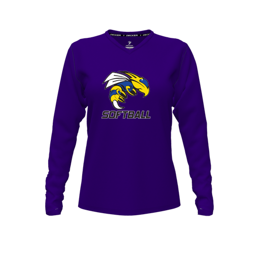 [FTLVCFPP-FYXS-LOGO1] Comfort T-Shirt (Female Youth XS, Purple, V Neck, Logo 1, Long Sleeve)