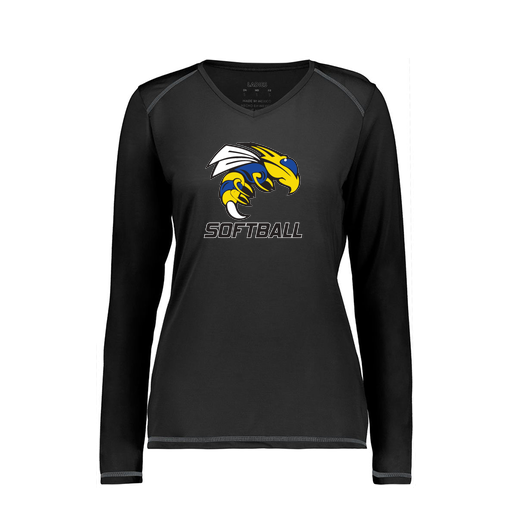 [6847.080.XS-LOGO1] Women's SoftTouch Long Sleeve (Female Adult XS, Black, Logo 1)