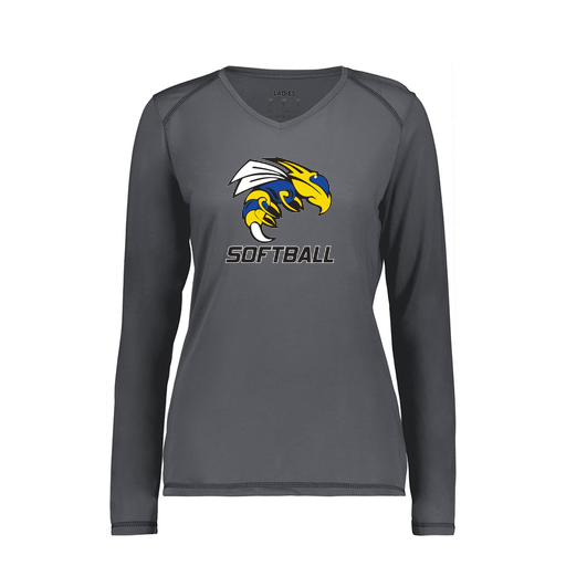 [6847.98D.XS-LOGO1] Women's SoftTouch Long Sleeve (Female Adult XS, Gray, Logo 1)
