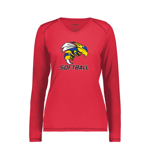 [6847.083.XS-LOGO1] Women's SoftTouch Long Sleeve (Female Adult XS, Red, Logo 1)