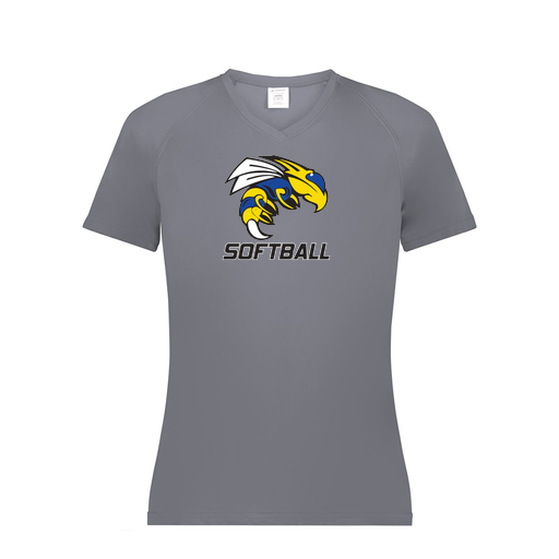 [2792.059.XS-LOGO1] Ladies Smooth Sport V-Neck T-Shirt (Female Adult XS, Gray, Logo 1)