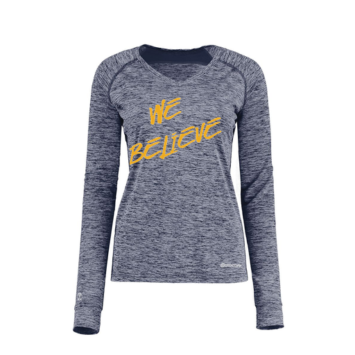 [222770.U22.XS-LOGO2] Ladies Electric Long Sleeve Shirt (Female Adult XS, Navy, Logo 2)