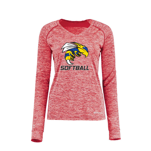 [222770.T20.XS-LOGO1] Ladies Electric Long Sleeve Shirt (Female Adult XS, Red, Logo 1)