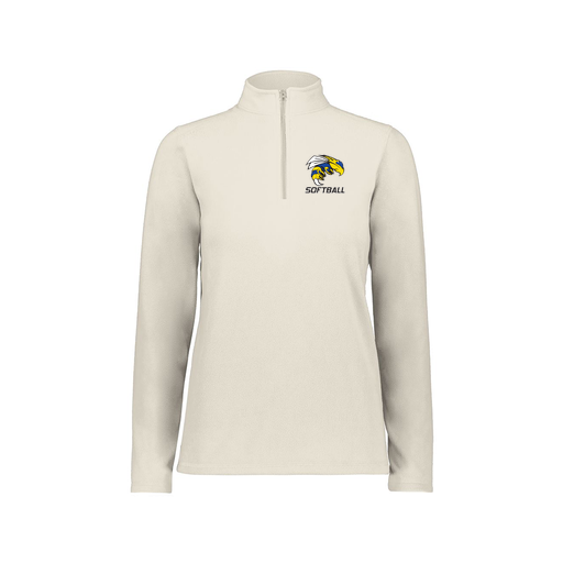 [6864.53T.XS-LOGO1] Ladies MicroFleece 1/4 Zip Pullover (Female Adult XS, White, Logo 1)
