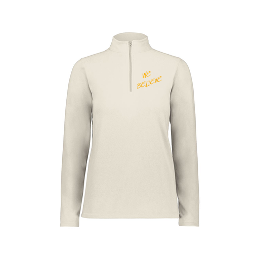 [6864.53T.XS-LOGO2] Ladies MicroFleece 1/4 Zip Pullover (Female Adult XS, White, Logo 2)
