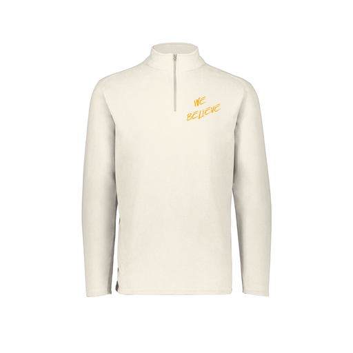 [6863.53T.XS-LOGO2] Men's MicroFleece 1/4 Zip Pullover (Adult XS, White, Logo 2)