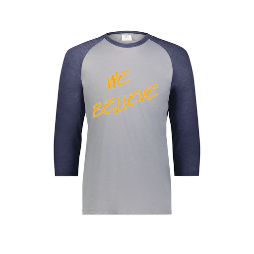 [6879.29V.S-LOGO2] Men's Vintage 3/4 Sleeve T-Shirt (Adult S, Navy, Logo 2)
