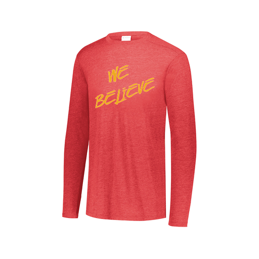 [FTLCUBRD-AXS-LOGO2] Decker Men's Tri-Blend T-Shirt - Long Sleeve (Adult XS, Red, Logo 2)