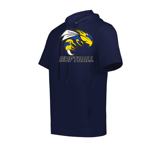 [222605.065.S-LOGO1] YOUTH VENTURA SOFT KNIT SHORT SLEEVE HOODIE (Youth S, Navy, Logo 1)