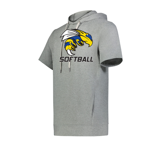 [222605-SIL-YS-LOGO1] YOUTH VENTURA SOFT KNIT SHORT SLEEVE HOODIE (Youth S, Silver, Logo 1)