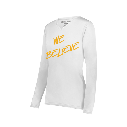 [222824.005.S-LOGO2] Ladies LS Smooth Sport Shirt (Female Adult S, White, Logo 2)